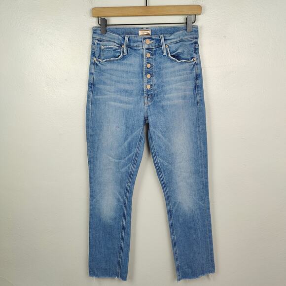 Mother The Pixie Dazzler Ankle Fray Jeans Womens 28 Secret Sister‎ Button Fly - Picture 1 of 10